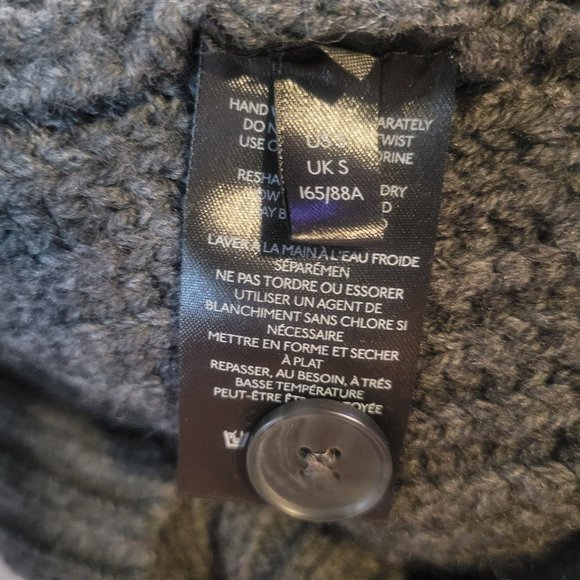 Anthropologie Deep V Cardigan Sweater Button Gray Carbon Oversized Chunky Knit - Picture 11 of 12